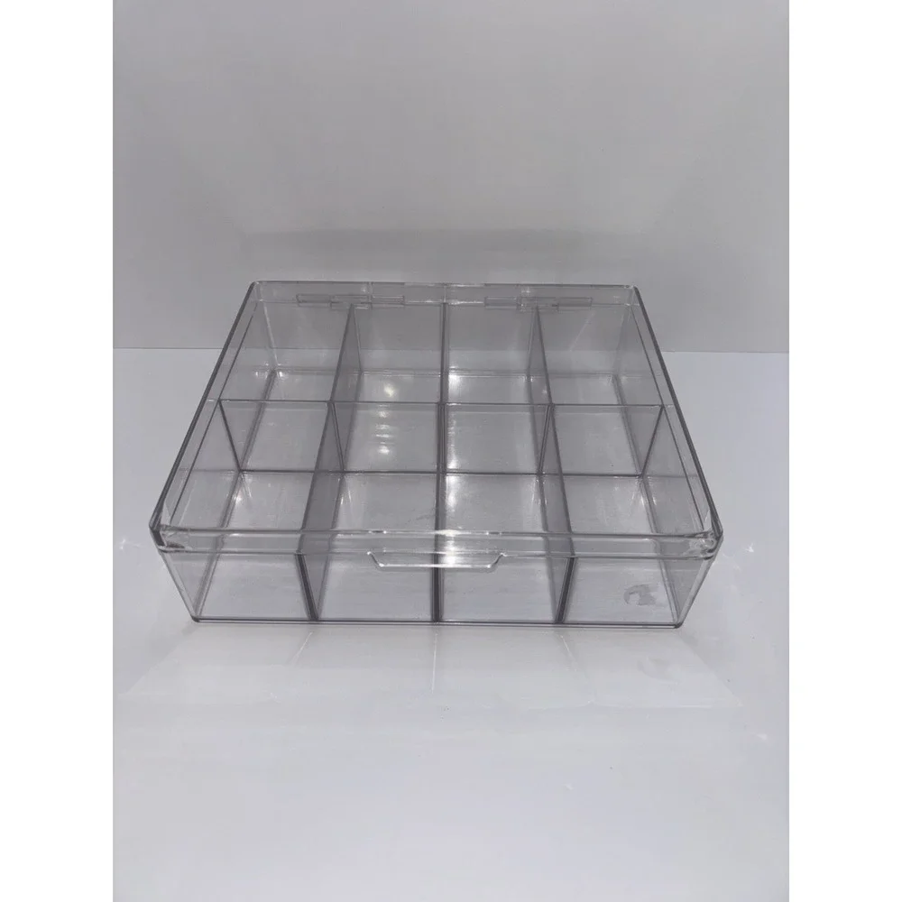 8 Slot Clear Plastic Storage Container w/ Divider & Lid Crafts, Legos, Tea Bags